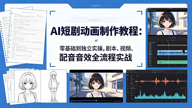 AI短剧动画制作教程：零基础到独立实操，剧本、视频、配音音效全流程实战-weichuangqy