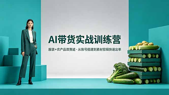 AI带货实战训练营，服装+农产品双赛道，从账号搭建到素材剪辑快速出单-weichuangqy