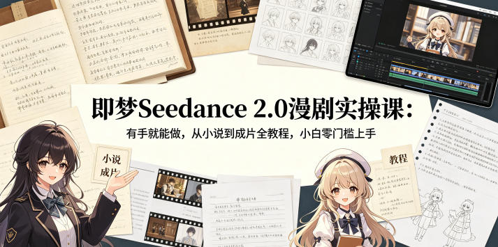 即梦Seedance 2.0漫剧实操课：有手就能做，从小说到成片全教程，小白零门槛上手-weichuangqy