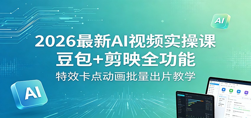2026最新AI视频实操课：豆包+剪映全功能，特效卡点动画批量出片教学-weichuangqy