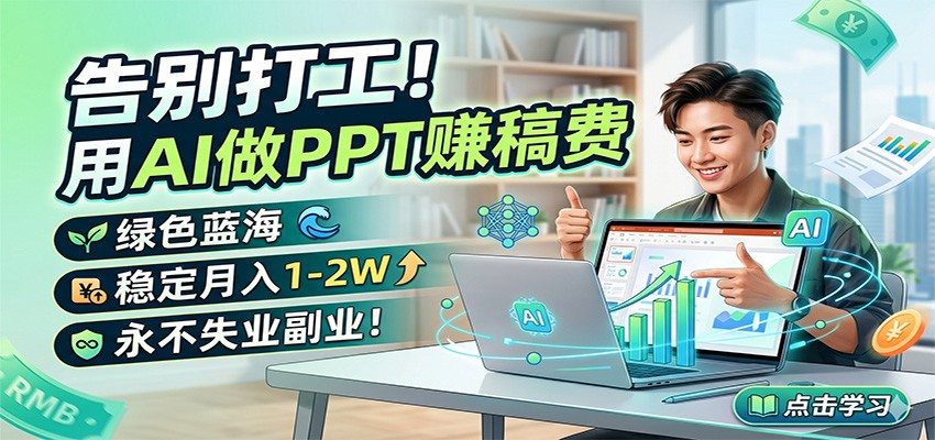 告别打工！用AI做PPT赚稿费，绿色蓝海，稳定月入1-2W，永不失业副业！-weichuangqy