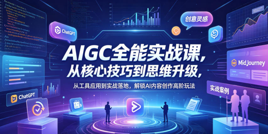 AIGC全能实战课，从核心技巧到思维升级，从工具应用到实战落地，解锁AI内容创作高阶玩法-weichuangqy