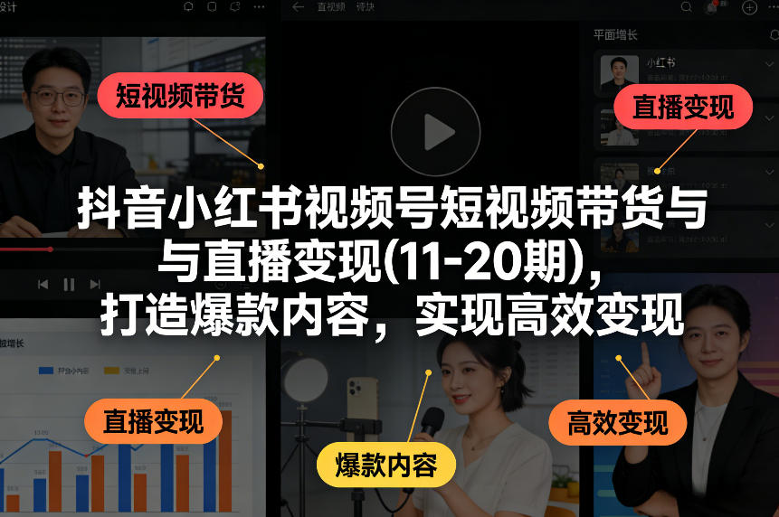 抖音小红书视频号短视频带货与直播变现(10-21期)，打造爆款内容，实现高效变现(更新05月08日)-weichuangqy