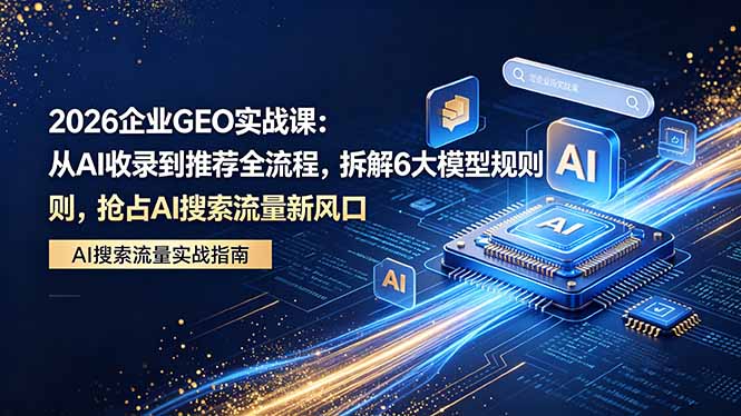 2026 企业GEO实战课：从AI收录到推荐全流程，拆解6大模型规则，抢占 AI 搜索流量新风口-weichuangqy