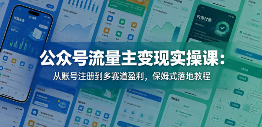 公众号流量主变现实操课：从账号注册到多赛道盈利，保姆式落地教程-weichuangqy
