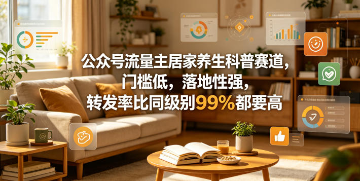 公众号流量主居家养生科普赛道，门槛低，落地性强，转发率比同级别99％都要高-weichuangqy