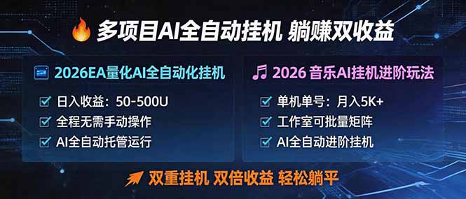 多项目AI自动挂机玩法：双重挂机，双倍收益，轻松躺平-weichuangqy