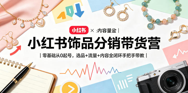 小红书饰品分销带货营｜零基础从0起号，选品+流量+内容全闭环手把手带教-weichuangqy