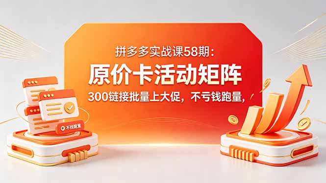 拼多多实战课58期：原价卡活动矩阵，300链接批量上大促，不亏钱跑量-weichuangqy