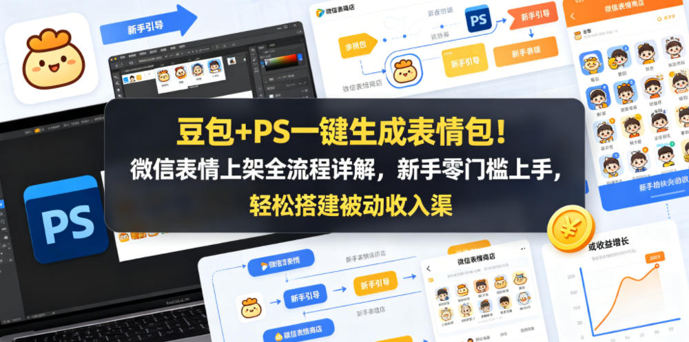 豆包+PS一键生成表情包！微信表情上架全流程详解，新手零门槛上手，轻松搭建被动收入渠道-weichuangqy