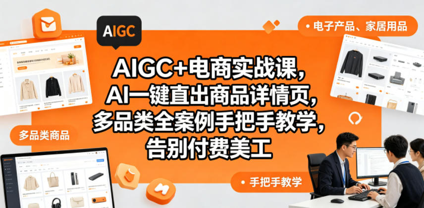 AIGC+电商实战课，AI一键直出商品详情页，多品类全案例手把手教学，告别付费美工-weichuangqy