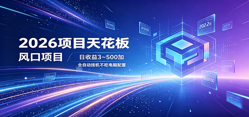2026项目天花板，风口项目，日收益3~500+全自动挂机，不吃配置-weichuangqy