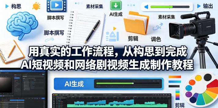 用真实的工作流程，从构思到完成AI短视频和网络剧视频生成制作教程-中英字幕-weichuangqy