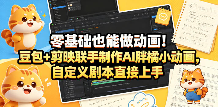 零基础也能做动画！豆包+剪映联手制作AI胖橘小动画，自定义剧本直接上手-weichuangqy