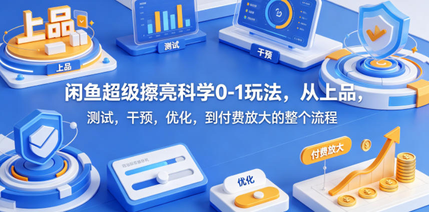 闲鱼超级擦亮科学0-1玩法，从上品，测试，干预，优化，到付费放大的整个流程-weichuangqy