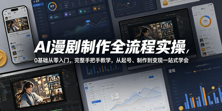 AI漫剧制作全流程实操，0基础从零入门，完整手把手教学，从起号、制作到变现一站式学会-weichuangqy