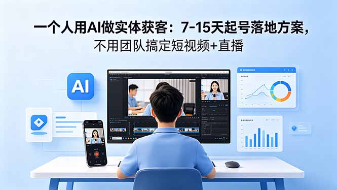 一个人用AI做实体获客：7-15天起号落地方案，不用团队搞定短视频+直播-weichuangqy