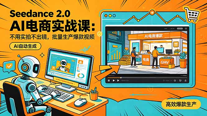 Seedance 2.0 AI电商实战课：不用实拍不出镜，批量生产爆款视频打爆GMV-weichuangqy