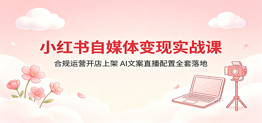 小红书自媒体变现实战课：合规运营开店上架，AI文案直播配置全套落地-weichuangqy