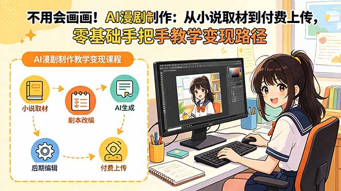不用会画画！AI漫剧制作：从小说取材到付费上传，零基础手把手教学变现路径-weichuangqy