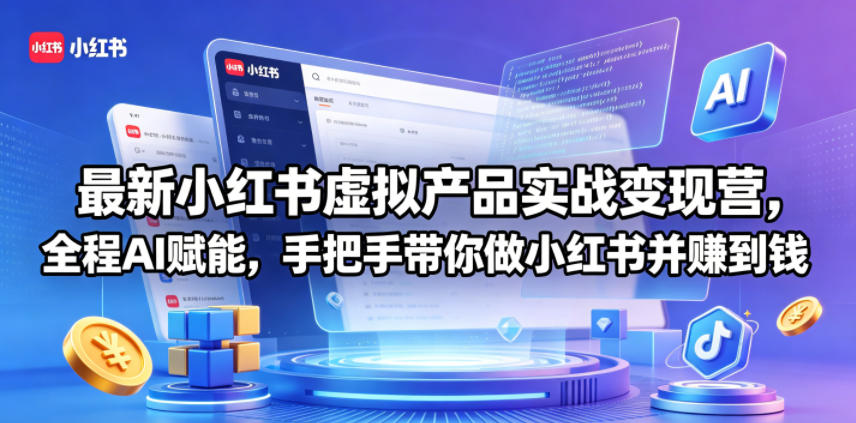 最新小红书虚拟产品实战变现营，全程AI赋能，手把手带你做小红书并赚到钱-weichuangqy