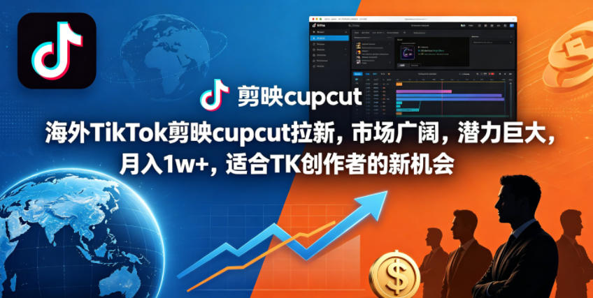 海外TikTok剪映cupcut拉新，市场广阔，潜力巨大，月入1w+，适合TK创作者的新机会-weichuangqy