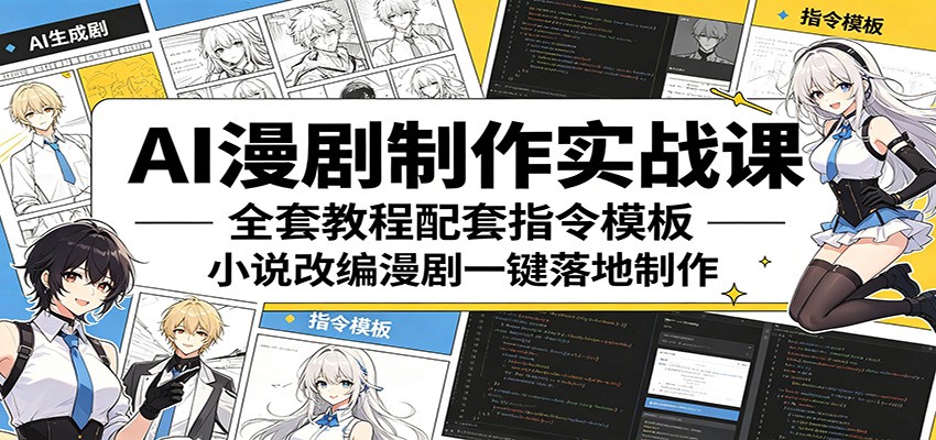 AI漫剧制作实战课：全套教程配套指令模板，小说改编漫剧一键落地制作-weichuangqy