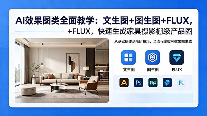 AI效果图类全面教学：文生图+图生图+FLUX，快速生成家具摄影棚级产品图-weichuangqy
