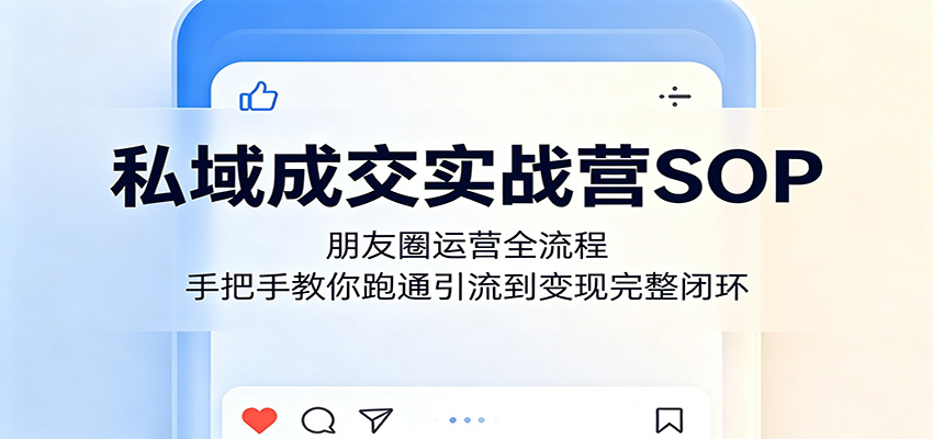 私域成交实战营SOP：朋友圈运营全流程，手把手教你跑通引流到变现完整闭环-weichuangqy