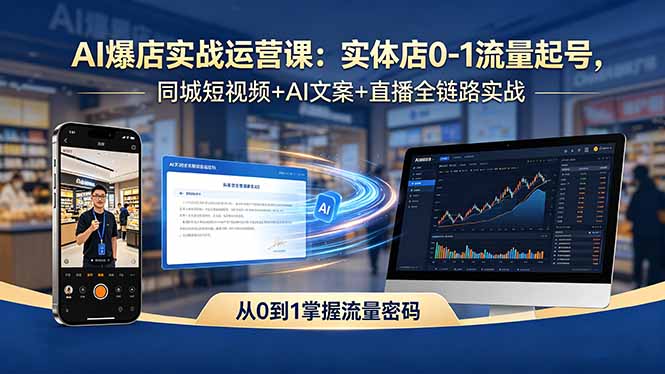 AI爆店实战运营课：实体店0-1流量起号，同城短视频+AI文案+直播全链路实战-weichuangqy