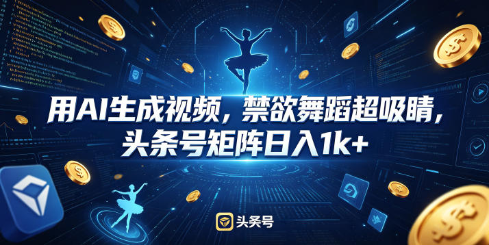 用AI生成视频，禁欲舞蹈超吸睛，头条号矩阵日入1k+-weichuangqy