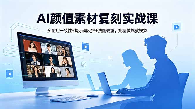AI颜值素材复刻实战课，多图控一致性+提示词反推+洗图去重，批量做爆款视频-weichuangqy