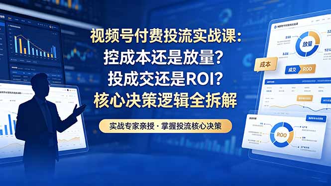 视频号付费投流实战课-5月：控成本还是放量？投成交还是ROI？核心决策逻辑全拆解-weichuangqy