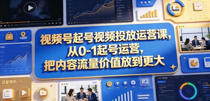 视频号起号视频投放运营课，从0-1起号运营，把内容流量价值放到更大-weichuangqy