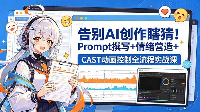 告别AI创作瞎猜！Prompt撰写+情绪营造+CAST动画控制全流程实战课-weichuangqy