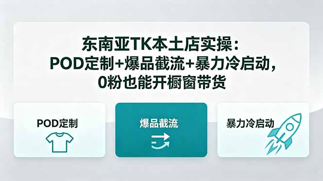 东南亚TK本土店实操-5月更新：POD定制+爆品截流+暴力冷启动，0粉也能开橱窗带货-weichuangqy