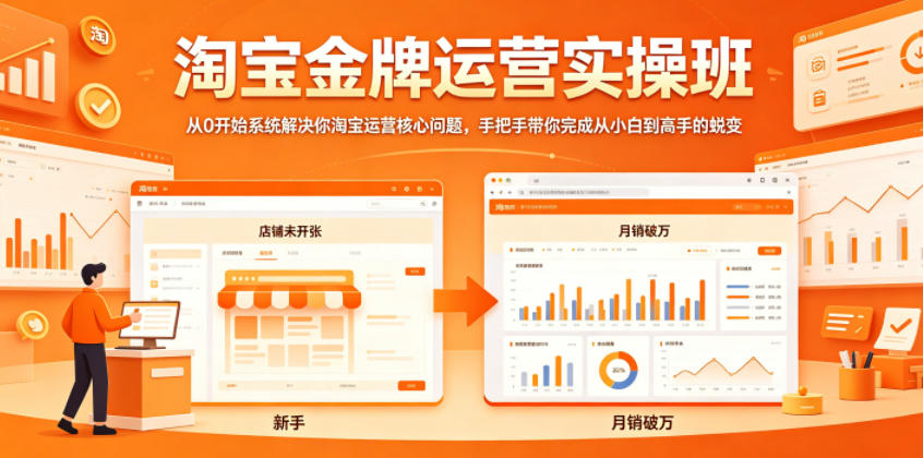 淘宝金牌运营实操班，从0开始系统解决你淘宝运营核心问题，手把手带你完成从小白到高手的蜕变-weichuangqy