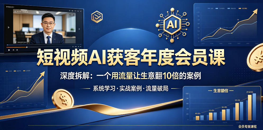 短视频AI获客年度会员课，深度拆解，一个用流量让生意翻10倍的案例-weichuangqy