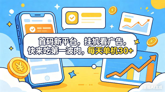 首码新平台，挂G自动看广告，快来吃第一波肉，每天单机30+，可矩阵放大【揭秘】-weichuangqy