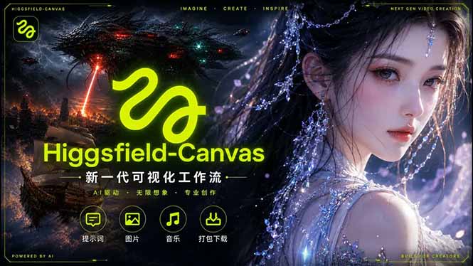 Higgsfield Canvas AI视频制作详解，节点式工作流搭建，重构新式视频创作完整教程-weichuangqy