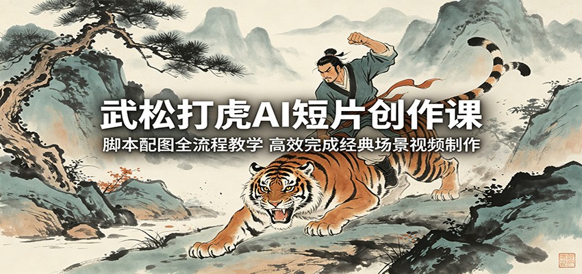 武松打虎AI短片创作课：脚本配图全流程教学，高效完成经典场景视频制作-weichuangqy