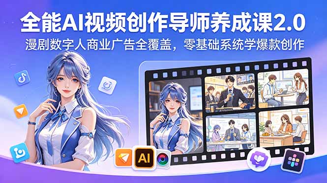 全能AI视频创作导师养成课2.0，漫剧数字人商业广告全覆盖，零基础系统学爆款创作-weichuangqy
