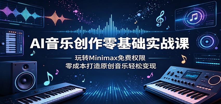 AI音乐创作零基础实战课：玩转Minimax免费权限，零成本打造原创音乐轻松变现-weichuangqy