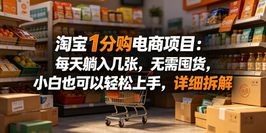 淘宝1分购电商项目：每天躺入几张，无需囤货，小白也可以轻松上手，详细拆解-weichuangqy