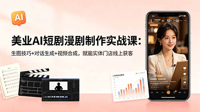美业AI短剧漫剧制作实战课：生图技巧+对话生成+视频合成，赋能实体门店线上获客-weichuangqy