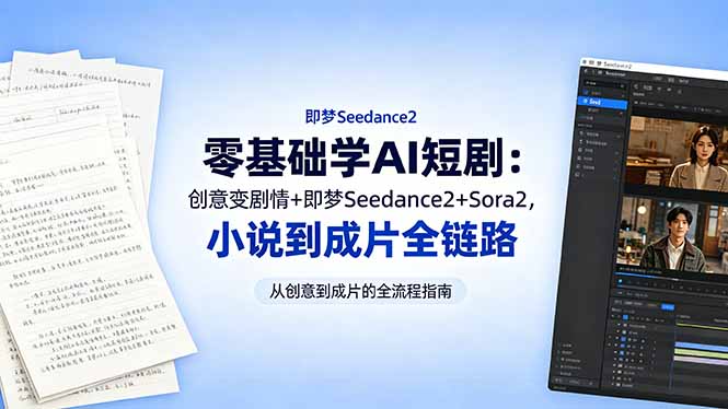 零基础学AI短剧：创意变剧情+即梦Seedance2+Sora2，小说到成片全链路-weichuangqy