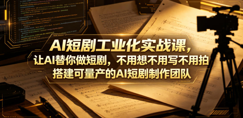 AI短剧工业化实战课，让AI替你做短剧，不用想不用写不用拍，搭建可量产的AI短剧制作团队-weichuangqy