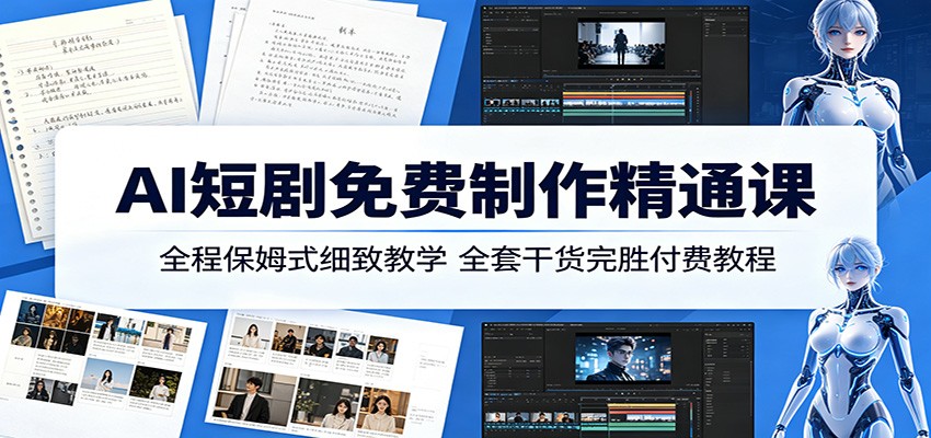 AI短剧免费制作精通课：全程保姆式细致教学，全套干货完胜付费教程-weichuangqy