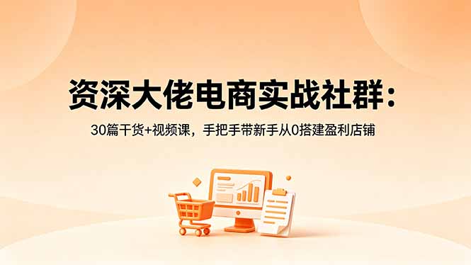资深大佬电商实战社群：30篇干货+视频课，手把手带新手从0搭建盈利店铺-weichuangqy