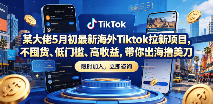某大佬5月初最新海外Tiktok拉新项目，不囤货、低门槛、高收益，带你出海撸美刀-weichuangqy